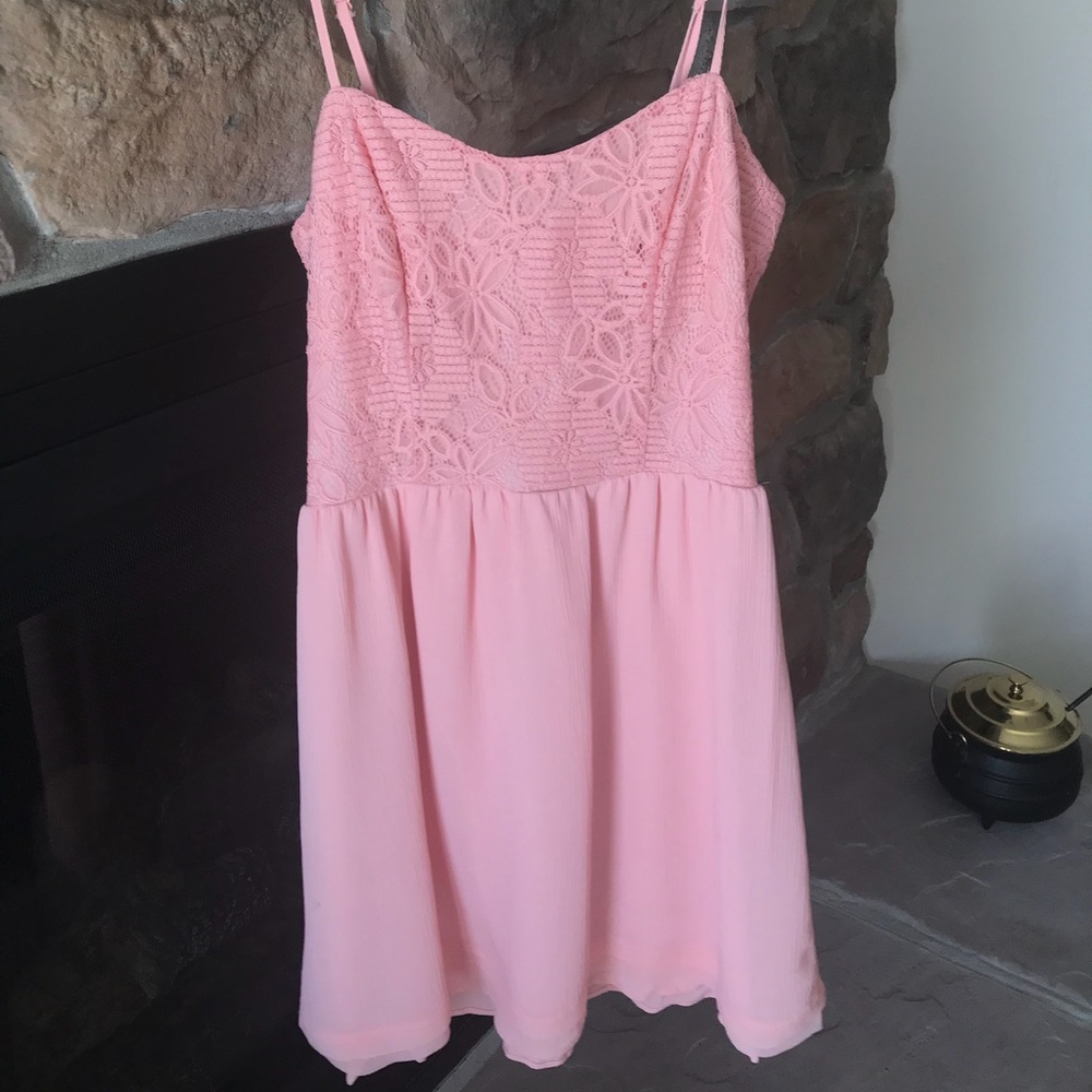 Pink flower printed dress
